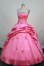 Lovely ball gown strapless floor-length  watermelon taffeta beading quinceanera dress FA-X-017