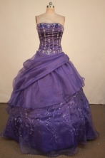 Luxurious Ball Gown Strapless Floor-Length Purple Quinceanera Dresses Style LJ42460