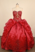 Luxurious Ball Gown Strapless Floor-Length Red Quinceanera Dresses Style LJ42459