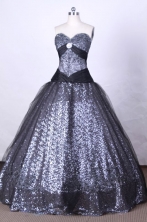 Luxurious Ball Gown Sweetheart Neck FLoor-Length Black Beading Quinceanera Dresses Style FA-S-073