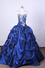 Luxurious Ball Gown Sweetheart Neck FLoor-Length Blue Beading And Appliques Quinceanera Dresses Style FA-S-075