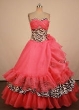 Luxurious Ball Gown Sweetheart Neck Floor-Lengtrh Pink Beading Quinceanera Dresses Style FA-S-196