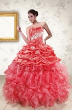 Luxurious Sweetheart Beading Quinceanera Dresses in Watermelon XFNAOA43FOR