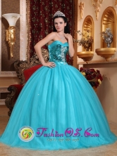 Machala  Ecuador Sweetheart Sequin Decorate Bust Turquoise Stylish Sweet sixteen Dresses Party Style Style QDZY551FOR 