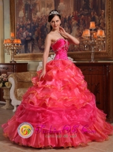 Mayari Cuba Elegant Hot Pink Sweet sixteen Dress Sweetheart Beaded Decorate Bodice Taffeta and Organza Ball Gown For 2013 Style QDZY326FOR
