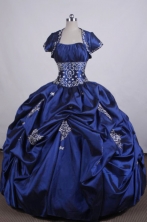 Modest Ball Gown Strapless FLoor-Length Blue Beading And Appliques Quinceanera Dresses Style FA-S-018