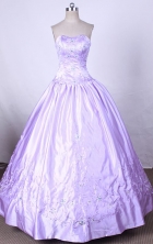 Modest Ball Gown Strapless FLoor-Length Lilac Beading And Embroidery Quinceanera Dresses Style FA-S-111