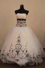 Perfect Ball Gown Strapless Floor-Lengtrh White Appliques Quinceanera Dresses Style FA-S-191