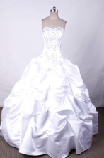 Popular Ball Gown Strapless FLoor-Length White Beading And Appliques Quinceanera Dresses Style FA-S-129