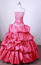 Pretty Ball Gown Strapless FLoor-Length Hot Pink Beading And Appliques Quinceanera Dresses Style FA-S-100