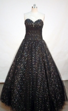 Pretty ball gown sweetheart-neck floor-length black quinceanera dress FA-X-012