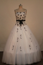 Romantic Ball Gown Straps Floor-Length White Beading and Appliques Quinceanera Dresses Style FA-S-26