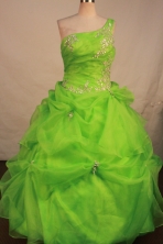 Sweet Ball Gown One Shoulder Neck Floor-Length Spring Green Quinceanera Dresse Style LJ42477