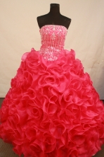 Sweet Ball Gown Strapless Floor-Length Hot Pink Quinceanera Dresses Style LJ042473