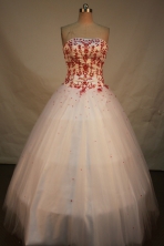 Sweet Ball Gown Strapless Floor-Length White Beading and Appliques Quinceanera Dresses Style FA-S-17