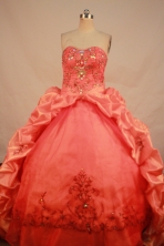 Luxurious Ball Gown Sweetheart Neck Floor-Length Red Beading and Appliques Quinceanera Dresses Style FA-S-286