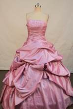 Sweet Ball gown Strapless Floor-length Quinceanera Dresses Appliques with Beading Style FA-Y-0048