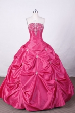 Swwet Ball Gown Strapless FLoor-Length Hot Pink Appliques And Beading Quinceanera Dresses Style FA-S-124