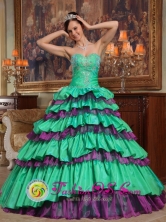 Taffeta and Organza Green and Purple Beading For 2013 Sweet sweet sixteen Dress With Sweetheart Style QDZY331FOR