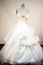 The Super Hot ball gown strapless chapel white organza appliques with beading quinceanera dresses FA-X055