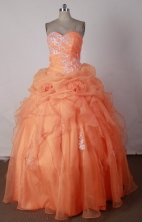 Beautiful Ball Gown Sweetheart Neck Floor-length Orange Red Quincenera Dresses TD26001