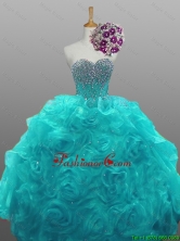 2016 Summer New Style Sweetheart Beaded Quinceanera Prom Dresses with Rolling Flowers SWQD008-5FOR