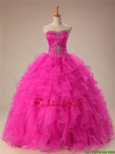 2016 Summer Top Seller Sweetheart Ball Gown Quinceanera Prom Dresses in Hot Pink SWQD009-7FOR