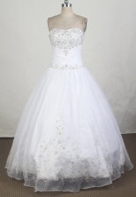 Elegant Ball Gown Strapless Floor-length White Quinceanera Dress Y042633