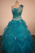 Exclusive Ball Gown One Shoulder Neck Floor-length Quinceanera Dresses Appliques Style FA-Z-0229