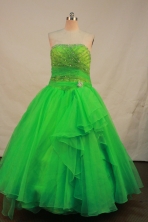 Exclusive Ball Gown Strapless Floor-length Spring Green Organza Quinceanera dress Style LJ42447