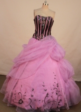 Fashionable Ball Gown Strapless Floor-length Light Pink Beading Quinceanera dress Style FA-L-137