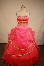 Lovely Ball Gown Strapless Floor-Length Hot Pink Appliques Quinceanera Dresses Style FA-S-191