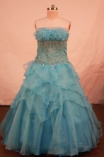 Luxurious Ball Gown Strapless Floor-length Quinceanera Dresses Appliques with Beading Style FA-Z-025