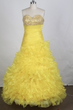 Luxurious Ball Gown Sweetheart Yellow Floor-length Quinceanera Dress Y042644