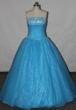 Simple A-line Strapless Floor-length Quinceanera Dresses Appliques Style FA-Z-0032
