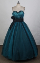 Simple Ball Gown Sweetheart Floor-length Blue Quinceanera Dress Y0426016