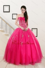 2015 Pretty Sweetheart Hot Pink Quinceanera Dresses with Beading XFNAO209FOR