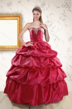 Appliques 2015 Hot Pink Quinceanera Dresses with Lace Up XFNAO5824-1FOR