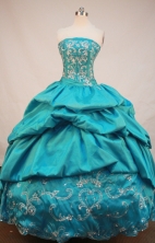 Beautiful Ball Gown Strapless Floor-Length Blue Pink Appliques and Beading Quinceanera Dresses Style FA-S-144