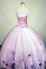 Brand New Ball Gown Strapless Floor-Length Baby Pink Beading and Appiques Quinceanera Dresses Style FA-S-153