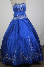 Classical Ball Gown Strapless Floor-length Blue Quinceanera Dress X0426040