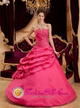 Elegant  Strapless Quinceanera Dress For 2013 Beat Coral Red Taffeta  Appliques Ball Gown in Ciudad Delgado  El Salvador  Style QDZY143FOR