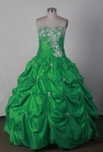 Lovely Ball Gown Sweetheart Floor-length Green Quincenera Dresses TD260010