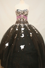 Modest Ball Gown Sweetheart Neck Floor-Length Brown Appliques and Beading Quinceanera Dresses Style FA-S-141