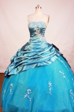 Popular Ball Gown Strapless Floor-Length Blue Beading Quinceanera Dresses Style FA-S-150