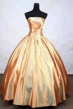 Popular Ball Gown Strapless Floor-Length Gold Quinceanera Dresses Style FA-S-178
