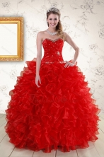 Pretty Ball Gown Sweetheart Red Quinceanera Dresses with Beading XFNAO5841FOR