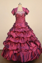 Luxurious Ball Gown Sweetheart Neck Floor-Length Red Beading and Appliques Quinceanera Dresses Style Y042418