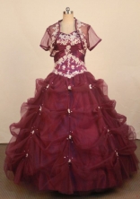 Pretty Ball Gown Sweetheart Neck Floor-Length Burgundy Beading Quinceanera Dresses Style FA-S-256