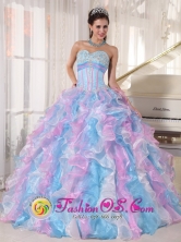 2013 Chiquimula Guatemala  Spring Multi-color Sweetheart Neckline Quinceanera Dress With Ruffled and Appliques Style PDZY334FOR